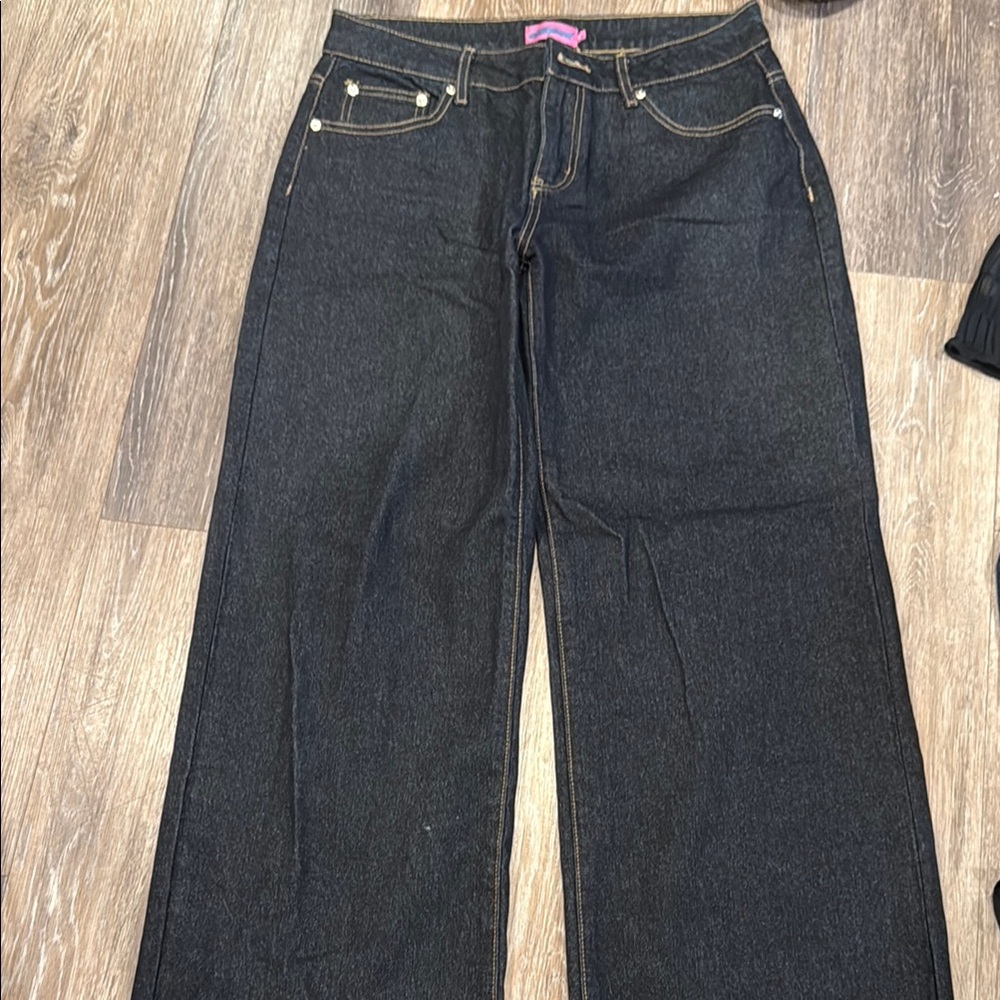 Edikted Black Flare Wide Leg Jeans